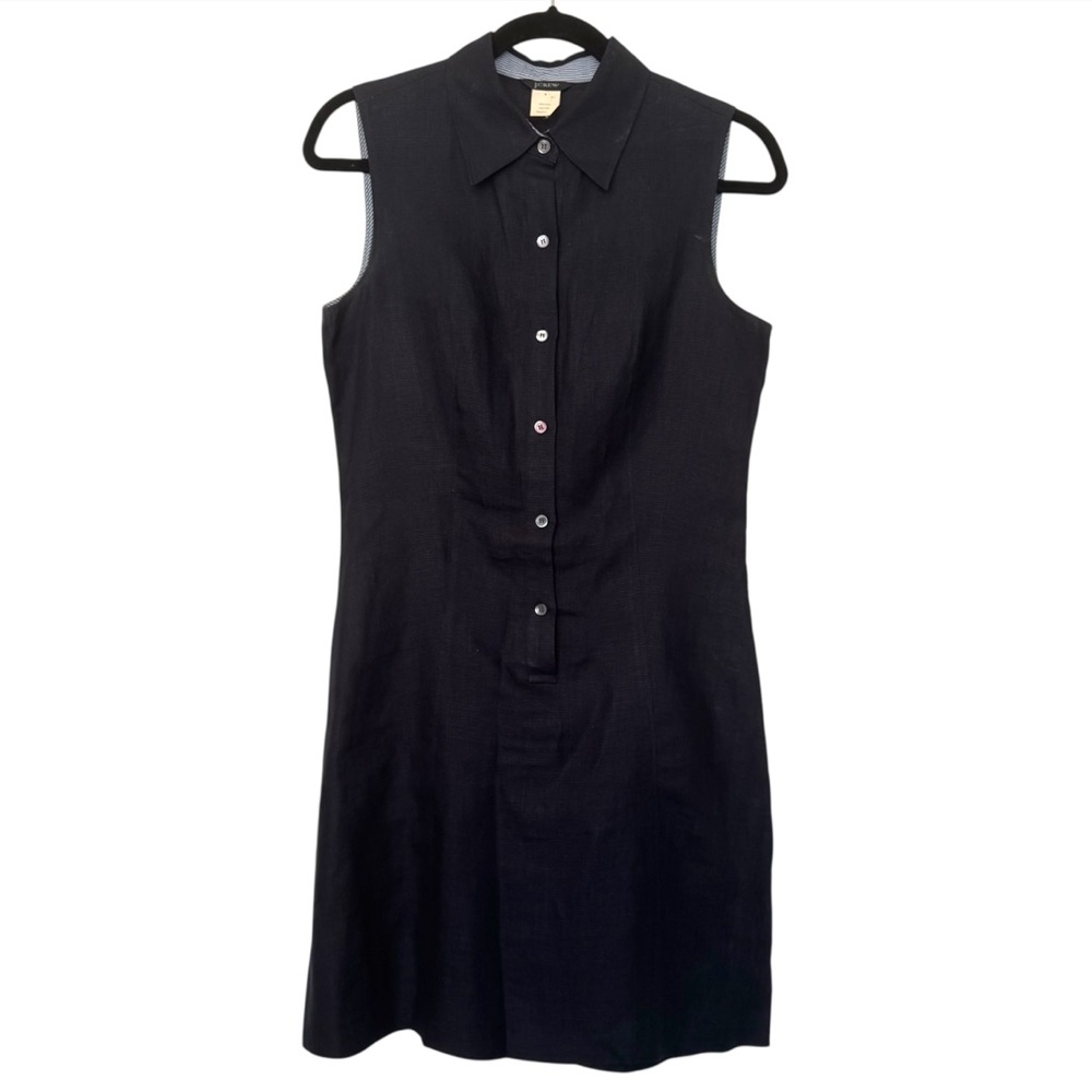 J. Crew Linen Button Down‎ Dress Navy Blue